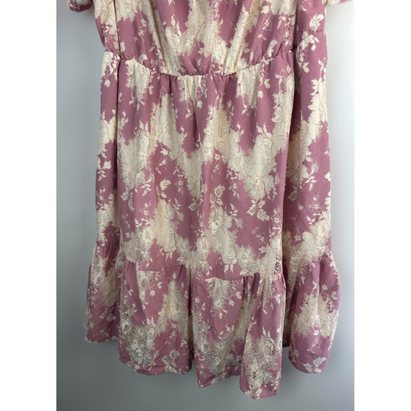 Torrid Mini Two Tone Lace Tiered Babydoll Dress Plus Size 2 2X Milkmaid Coquette - Picture 8 of 15